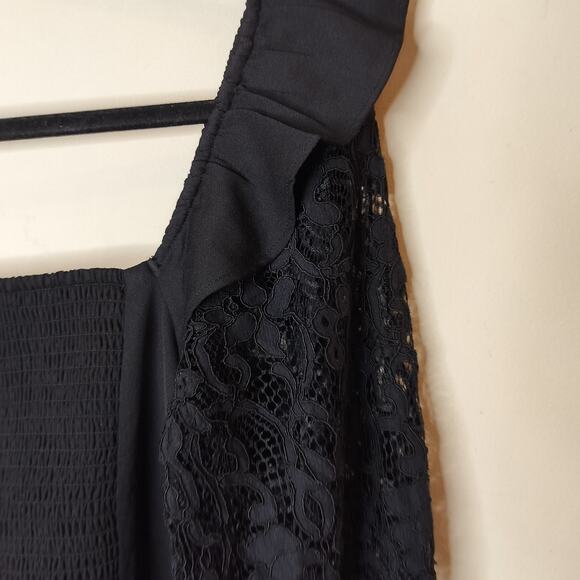 Express Lace Sleeve Smocked Top Balloon Sleeve Ruffled - Picture 9 of 10